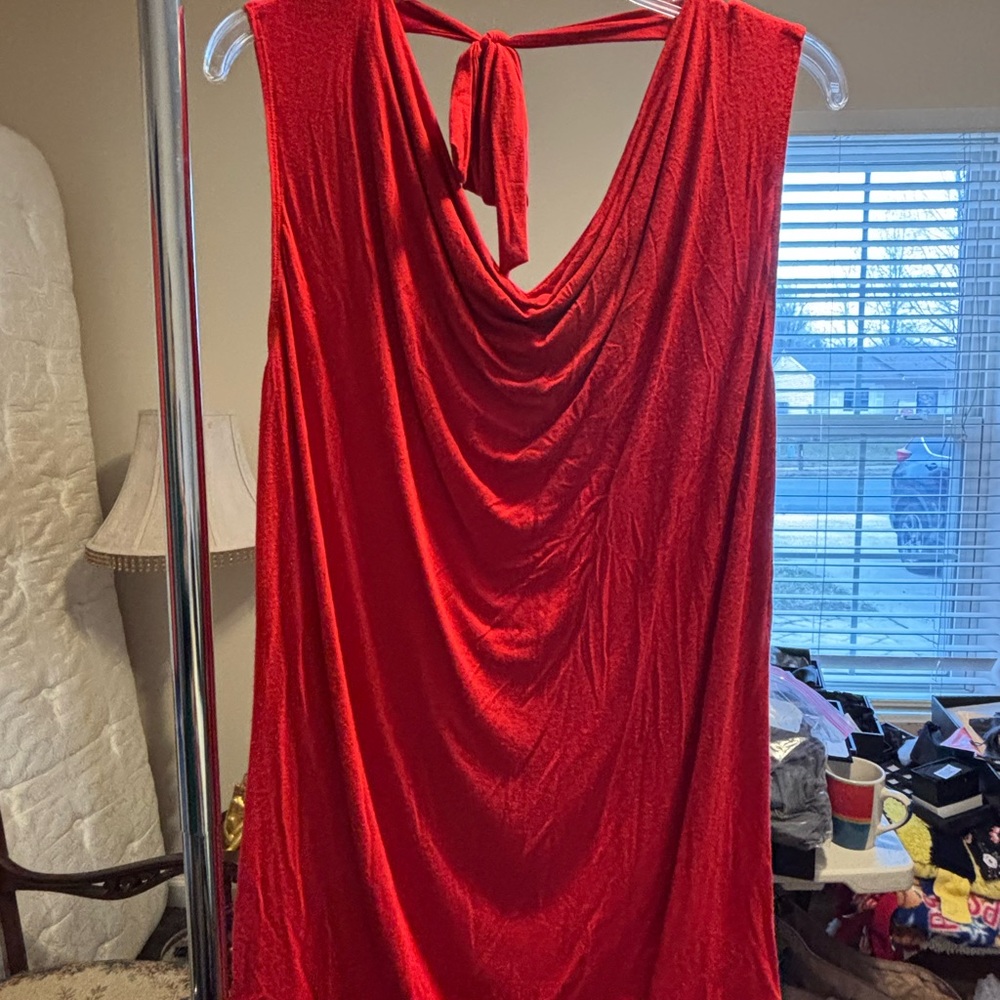 CAbi Red Draped sleeveless Tank Top